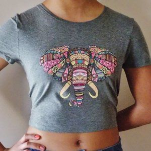 Elephant Crop Tee. Juniors Sizing. New.